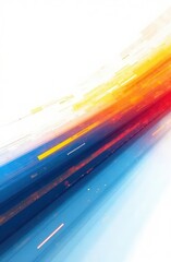 Fototapete - Bursting with energy, bold streaks of color flow seamlessly across the canvas, blending hues of blue, orange, and red in a mesmerizing display. This captivating artwork evokes a feeling of dynamism.