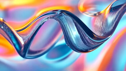 Poster - Dynamic abstract flow of liquid metallic waves with vibrant colors