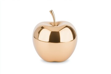 Wall Mural - Gold apple with a stem on top