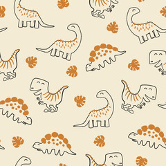 Wall Mural - Simple Dinosaurs seamless pattern. Design for kids cloth, wallpaper, and any backgrounds. 