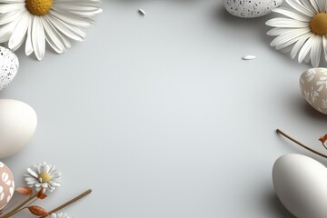 Wall Mural - White background with a flower and an egg on it