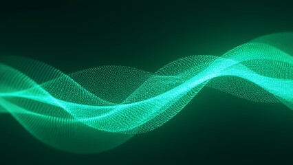 Poster - Dynamic green wave motion animation digital space graphic design futuristic environment abstract viewpoint