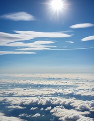 Canvas Print - Vibrant Blue Sky with Fluffy White Clouds: Celebrating Clean Air and a Sustainable Environment