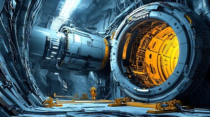 Leinwandbilder - Sleek and Futuristic Underground High speed Transit System with Modern Design  A concept for a cutting edge transportation infrastructure featuring a streamlined