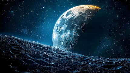 Poster - A cosmic anomaly a mysterious distortion or tear in the fabric of reality appears near the surface of the Moon creating a surreal dreamlike celestial landscape with fantastical otherworldly elements