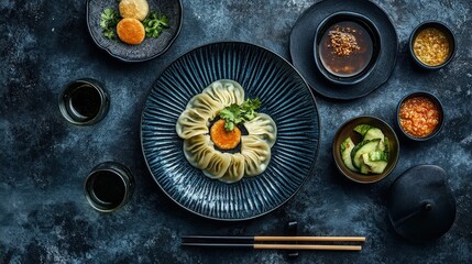 Wall Mural - Korean Mandu: Savory Dumplings Served with Dipping Sauce