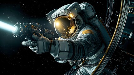 Poster - Lunar Rover Examining the Moon s Landscape and Detecting Unnatural Structures During a Futuristic Space Mission
