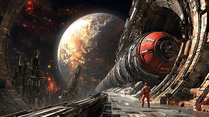 Fototapete - Massive stasis chamber filled with dormant extraterrestrial lifeforms in deep suspended animation awaiting future and discovery of the unknown in the vast cosmos