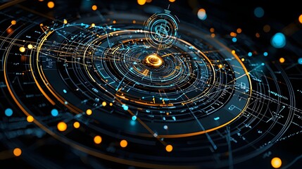 Fototapete - Unveiling the Cosmic Enigma Hidden Message in Deep Space Radiation Signals  An abstract futuristic depicting a complex celestial pattern with hidden elements