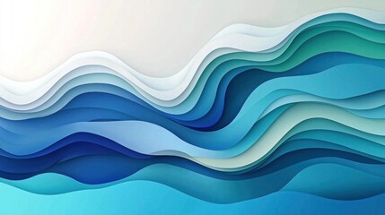 Poster - Abstract Waves Design Featuring Gradients of Blue and Green Tones