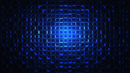 Poster - A mesmerizing blue pattern of squares radiating from the center, creating a sense of depth and movement.