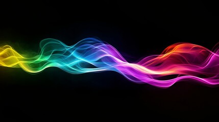 Poster - A colorful, wavy light pattern on a black background, showcasing vibrant hues blending harmoniously.