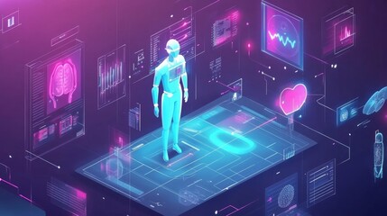 Digital online AI doctor. Healthcare system, hospital medicine tech, virtual doctor, medical assistant, innovation medicine, artificial intelligence, healthcare concept.