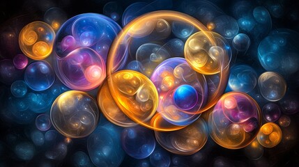 Poster - Abstract Fluid Designs Showcasing Artistry Through Colorful Bubbles