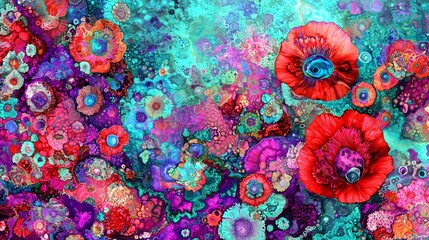 Poster - Colorful Abstract Imagery of Symbiotic Relationships in Nature's Design