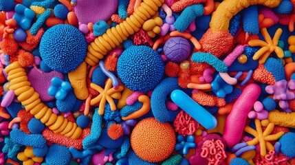 Poster - Charming Abstract Art Representations of Vibrant Microbiomes and Microscopic Organisms