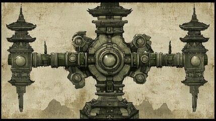 Poster - Digital Artwork Illustrating Vertebrae Structures with a Unique Design