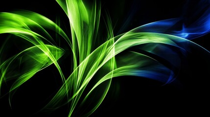 Poster - Abstract Dynamic Design Illustrating Plant Physiology in Green and Blue