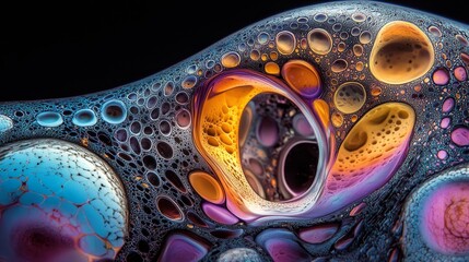 Poster - Dynamic Microbial Interactions in Abstract Colorful Backgrounds
