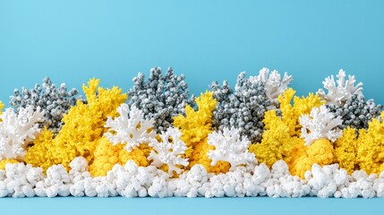 Poster - Dynamic Digital Landscape Showcasing Colorful Coral in Blue Background