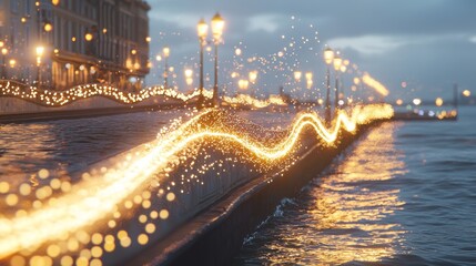 Poster - Dynamic Visuals of Neural Pathways Overlaid with Lighted Water Reflections