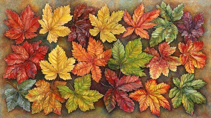 Poster - Vibrant Autumn Leaves Displaying the Rich Resilience of Nature's Palette