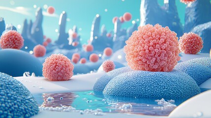 Poster - Ethereal Visuals of Microbial Life Amidst Vibrant Organic Landscapes