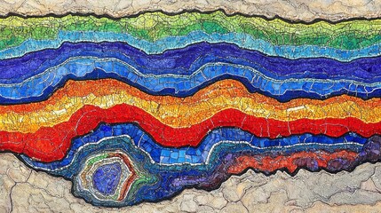 Poster - Colorful Fluid Representations of Biomes in Mosaic Style Artwork