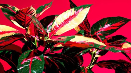 Poster - High-Tech Artistic Representation of Photosynthesis in Vibrant Plant Leaves