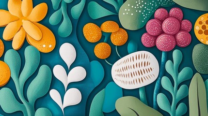 Poster - Colorful Illustrative Graphics Representing Microbiota and Nature Elements