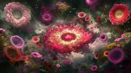 Poster - Colorful Abstract Representation of Cellular Structures in Nature's Design
