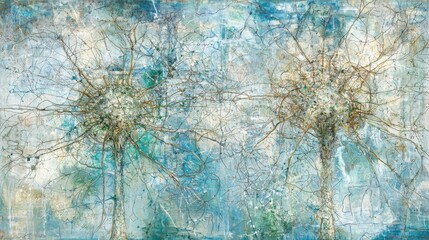 Poster - Abstract Stylized Illustration of Biochemical Pathways in Soft Colors