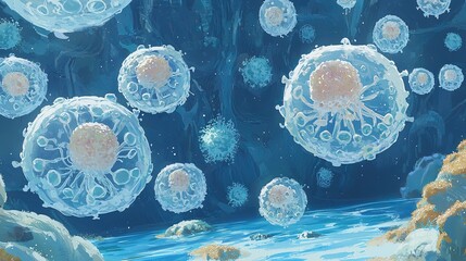 Poster - Captivating Visuals of Gene Editing in a Surreal Underwater Environment