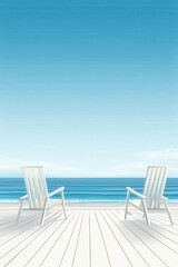 Wall Mural - tranquil beach chairs overlooking the ocean view