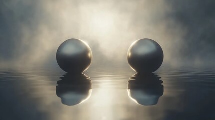 Leinwandbilder - D graphic spheres floating in space, with reflections and soft shadows, creating a futuristic and abstract composition on a dark canvas