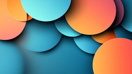 Aufkleber - Abstract geometric shapes in vibrant colors, overlapping and forming a modern, dynamic design with shadows and depth on a minimalist background
