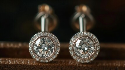 Poster - A beautiful close-up of a pair of diamond drop earrings, captured in natural light to showcase their sparkle and the craftsmanship of their design