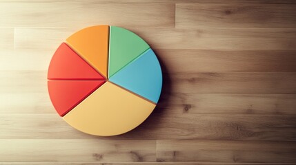 Aufkleber - A close-up of a financial pie chart displaying customer demographics, with distinct colors for age groups and gender, arranged on a light wooden background for contrast.