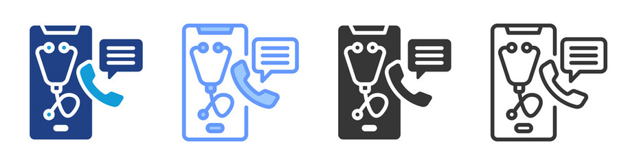 Aufkleber - Remote healthcare icon set multiple style collection