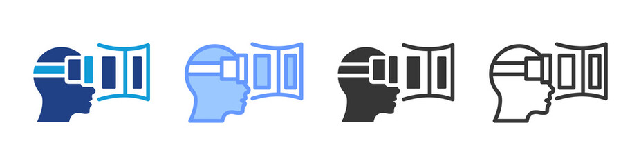 Poster - Virtual reality icon set multiple style collection