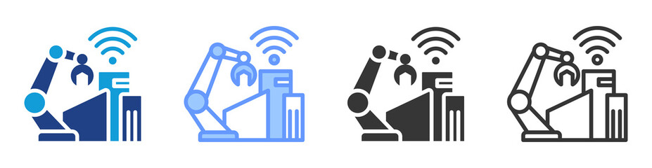 Poster - Industrial automation icon set multiple style collection