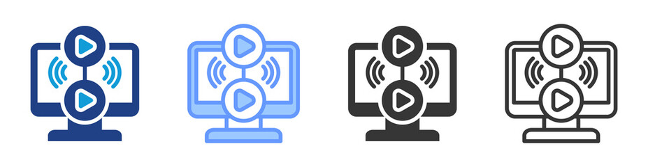 Poster - Seamless streaming icon set multiple style collection
