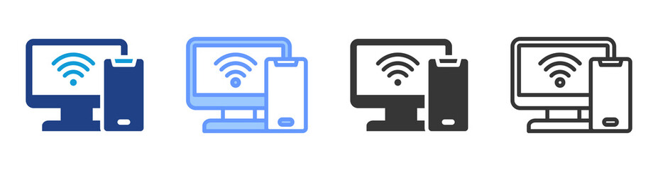Poster - Connected device icon set multiple style collection
