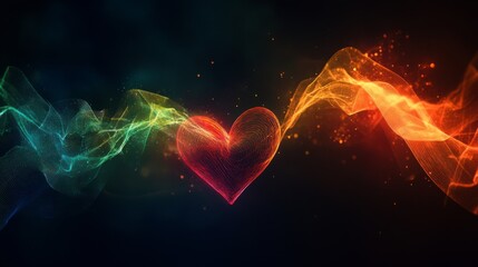 Poster - A conceptual graphic showing a heart wave merging with sound waves, illustrating the connection between heartbeats and sound in a creative visual