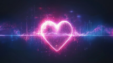 Poster - A conceptual graphic showing a heart wave merging with sound waves, illustrating the connection between heartbeats and sound in a creative visual