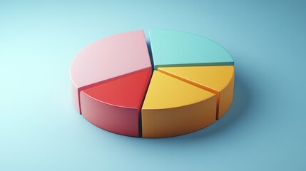 Fototapete - A corporate-style pie chart showing a financial breakdown of company profits, with sections for expenses, taxes, and net revenue, placed on a simple gradient background.