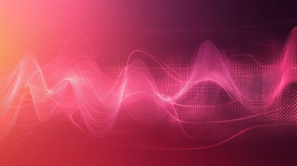 Fototapete - A digitally created visualization of heart waves pulsating in synchronization, with a gradient background transitioning from deep red to soft pink