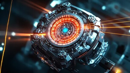 Poster - Futuristic cybernetic core with glowing elements and dynamic energy pulses