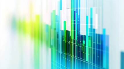 Poster - a financial bar graph with vibrant blue and green bars showing profit growth over several quarters, 