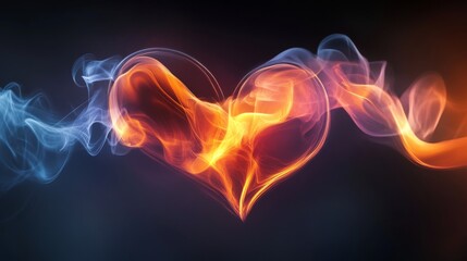 Poster - A glowing heart wave pattern flowing through a gradient background, capturing the essence of life and vitality in a visually striking design